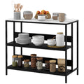 Homcom kitchen island with shelves, marble effect and metal structure, 100x50x90cm, black and white - Borgè
