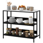 Homcom kitchen island with shelves, marble effect and metal structure, 100x50x90cm, black and white - Borgè