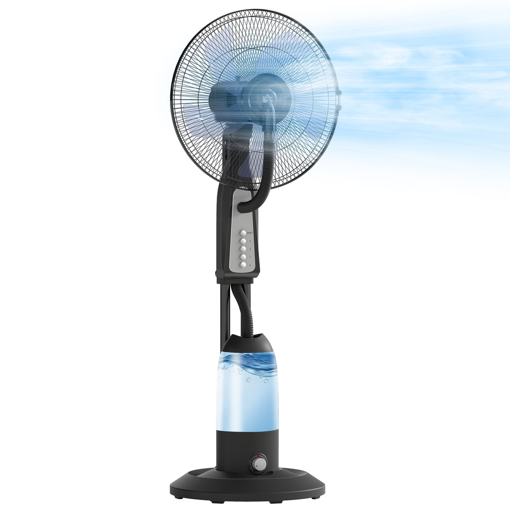 3-Speed Misting Fan, 75° Oscillation, Adjustable Misting, Black