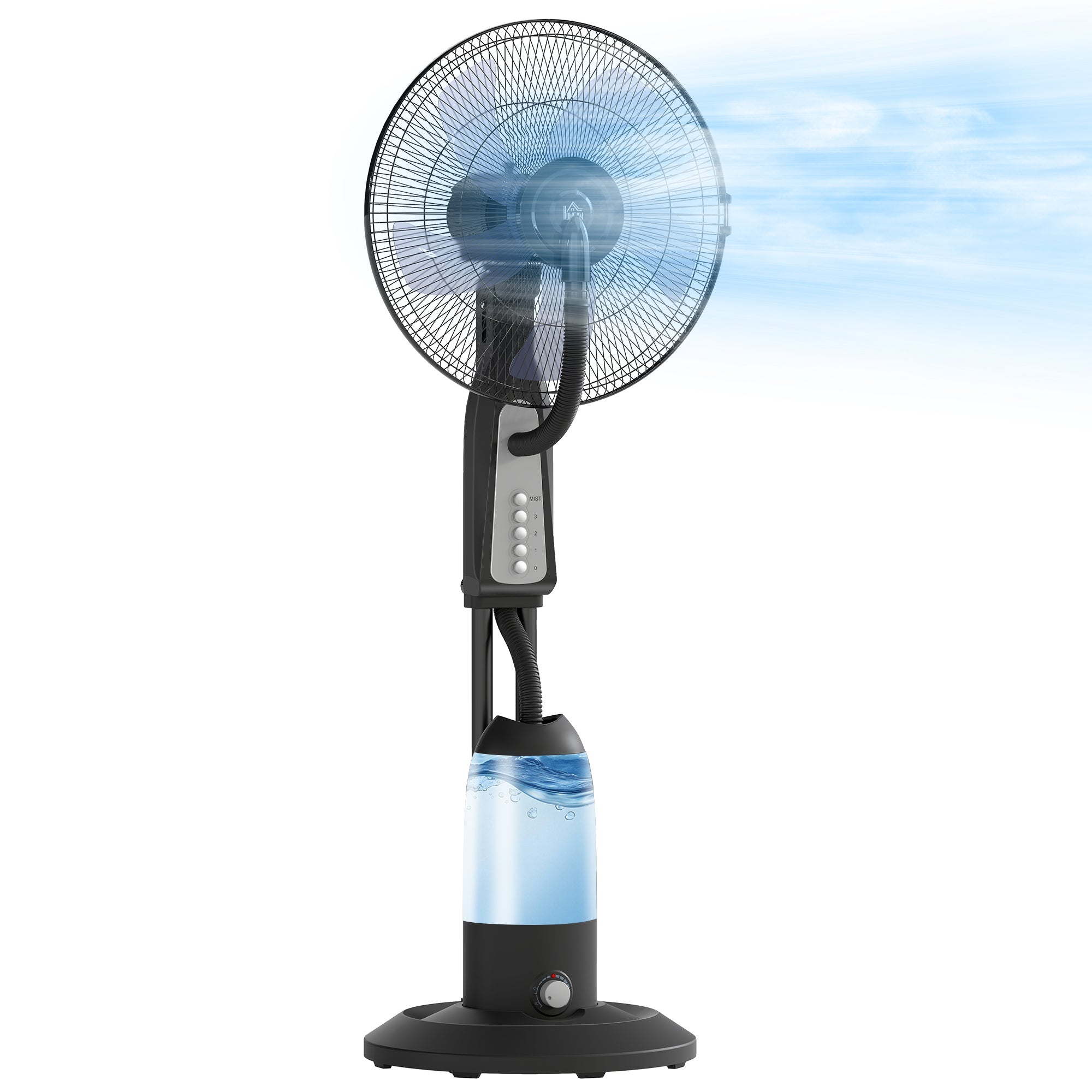 3-Speed Misting Fan, 75° Oscillation, Adjustable Misting, Black