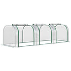 Outsunny Clear PVC and Steel Tunnel Greenhouse with Hinged Doors, 295x100x80 cm