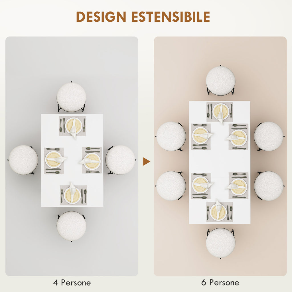 Extendable Dining Table for 4-6 People with Drop-Leaf Panels, Wooden, 120-160x80x78 cm, White