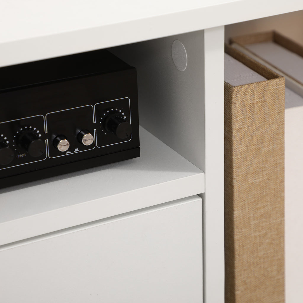 TV Cabinet up to 42" with Cabinet and Open Wooden Shelves, 120x30x41cm