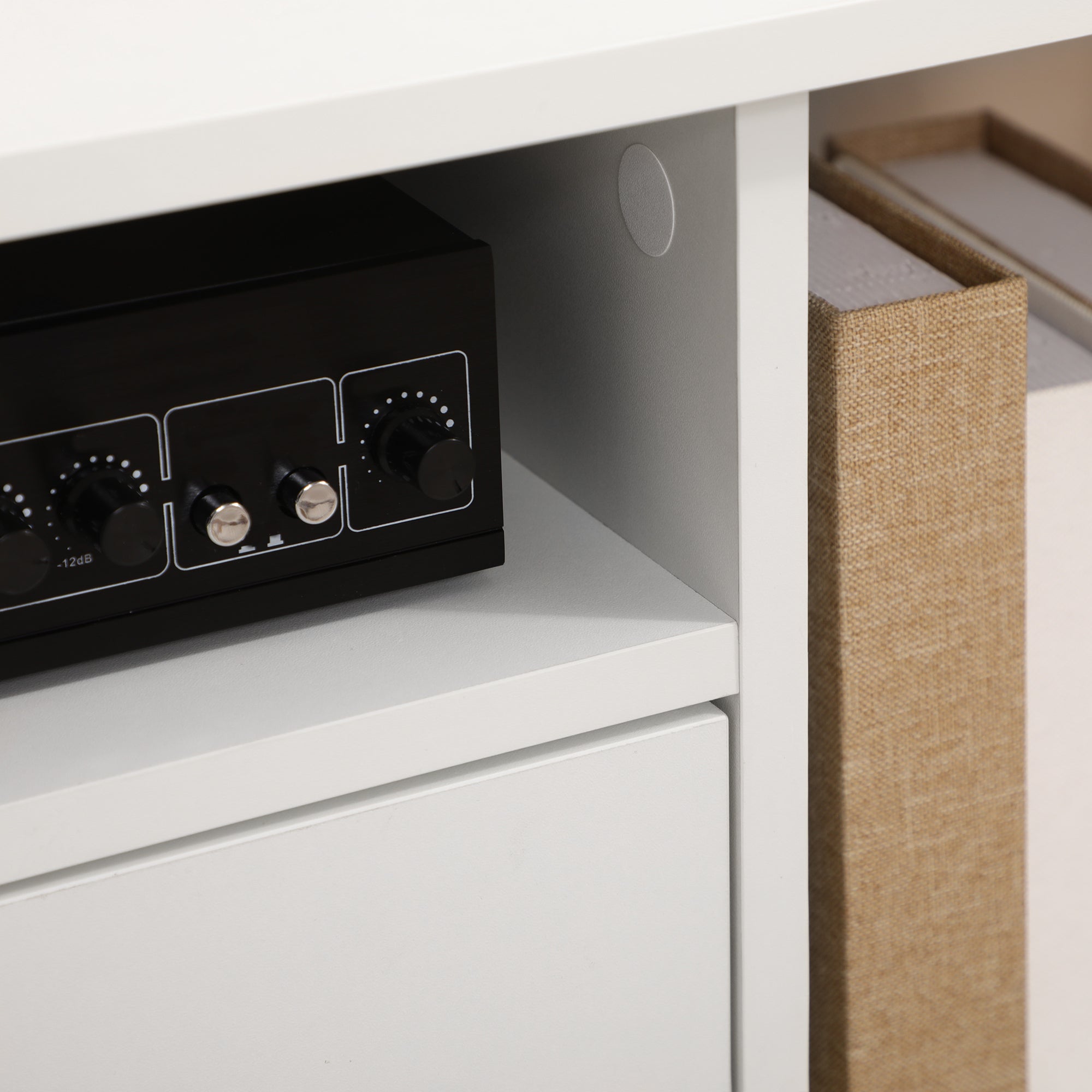 TV Cabinet up to 42" with Cabinet and Open Wooden Shelves, 120x30x41cm