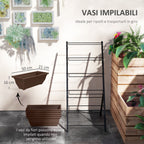 Outsunny 5-Tier Vertical Plant Stand with 5 Pots with Drainage Holes, Steel and PE, 55x63x120 cm, Brown