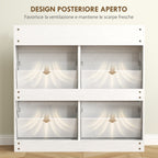 Slim Wooden Shoe Rack with 4 Flap Drawers and 2 Sliding Drawers, 98x19.2x95.3 cm, White