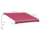 4x2.5m Hand Cranked Metal and Aluminum Outdoor Awning, Dark Red