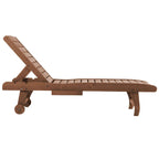 Outsunny Wooden Sun Lounger, Garden Lounger with Wheels and Removable Tray 182x60x35cm