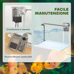 Glass Aquarium with LED Lights 20L, Filter and Water Pump, 38x26x27 cm, White