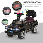 HOMCOM Ride-On Toy Car for Kids, Off-Road Vehicle with Lights and Music, Ages 18-36 Months, 68x30.5x41.5cm, Black