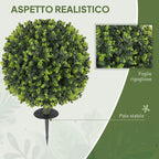 Set of 2 Artificial Boxwood Plants, 40 cm, with Integrated Stake, for Indoor and Outdoor Use, Green