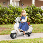 Homcom electric motorcycle for children with official Vespa, 2 wheel, lights and sounds, 108x49x75 cm, white - Borgè