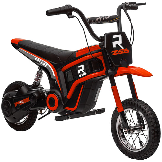 Electric Motorcycle for Children with Manual Throttle, 2 Speeds 8-16km/h, Age 8-12 Years, Red