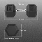 HOMCOM 2-Piece 15kg Hexagonal Fitness Dumbbell Set with Non-Slip Grip, Steel and Rubber, Ø15.5 x 33.6 cm, Black