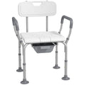 3-in-1 Shower Chair with Backrest and Armrests, Adjustable Height and Non-Slip Feet, White