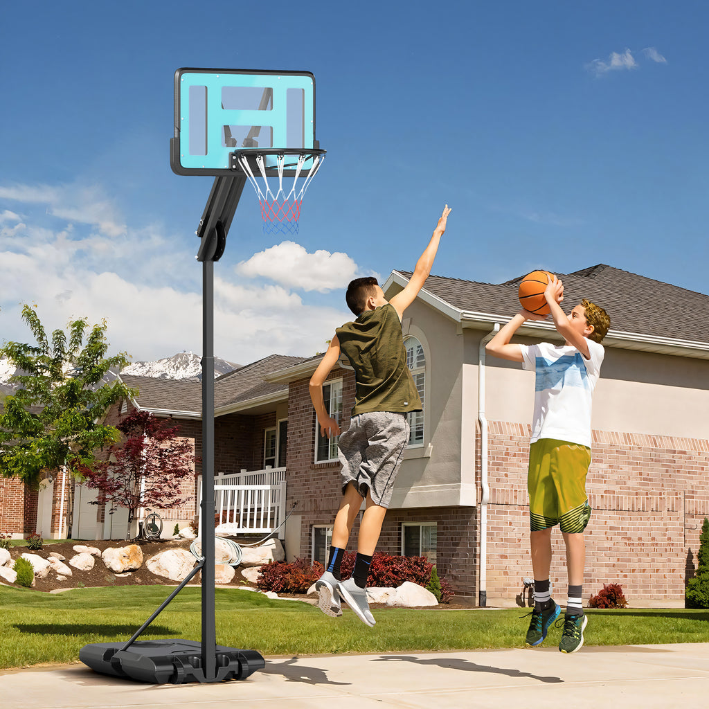 SPORTNOW Adjustable Outdoor Basketball Hoop 146-236cm with Wheels and Fillable Base, Black