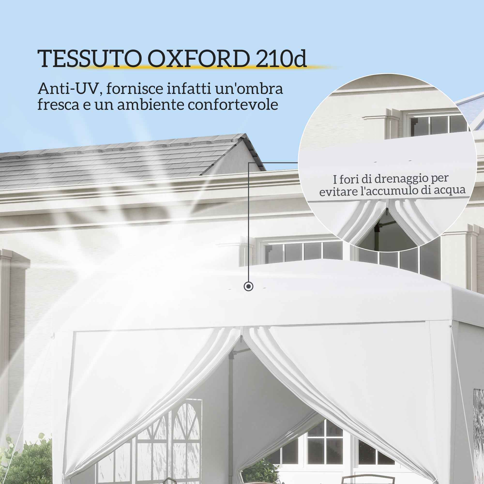 Outsunny 3x3m Folding and Waterproof Gazebo with Side Panels, Steel and Oxford Fabric, White