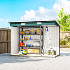Outsunny Steel Garden Shed 272 x 134 cm with Double Sliding Doors and 2 Vents, Green