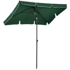 Rectangular Garden Umbrella 2x2.4 m with Adjustable Inclination and Aluminum Pole, Green and Black
