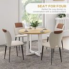 HOMCOM Modern Round Dining Table for 4 People, Ø100x75cm, Natural Wood and White - Borgè