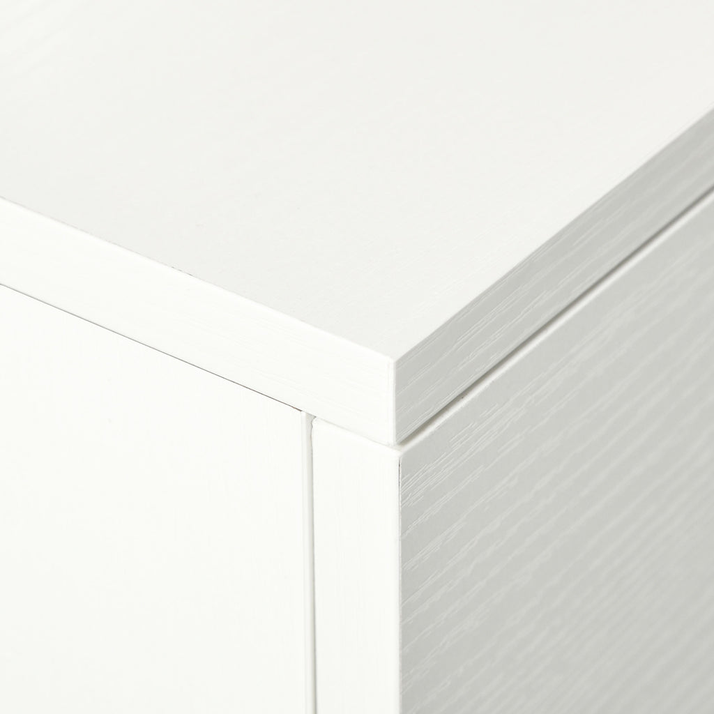 Space-Saving Desk Table for Bedroom and Office, Writing Desk with Drawers and Wheels, Double or Single Workstation, 100x36x88cm, White