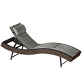 Outsunny S-Shaped Rattan Garden Sun Lounger with 5-Position Cushion, 60x198x44cm, Brown