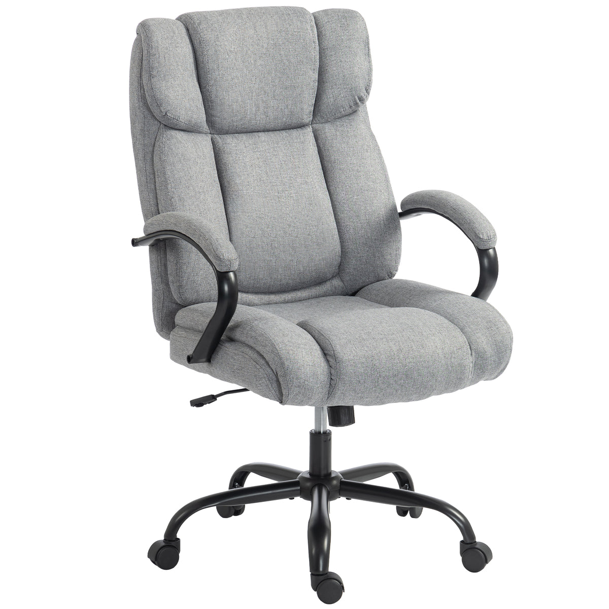 Vinsetto Ergonomic Office Chair in Linen-Effect Fabric, 220kg Load Capacity, Swivel, Height-Adjustable, Light Grey