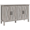 Rustic Multipurpose Cabinet with 4 Adjustable Storage Shelves, Wooden, 120x37x75 cm, Grey