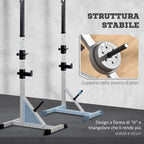 Set of 2 Steel Barbell Stands with 3 Hooks, Adjustable Height and 200kg Capacity, Silver and Black