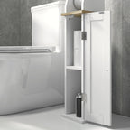 kleankin Bathroom Cabinet Space-Saving Toilet Paper Holder with Cabinet and Adjustable Shelf, 18x20x80 cm, White