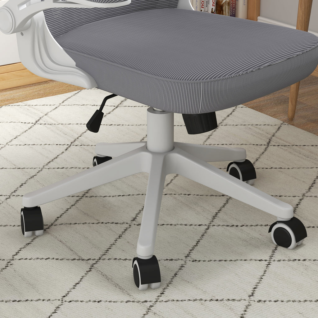 Height-Adjustable Office Chair with Lumbar Support and Flip-Up Armrests, 65x64x120-130 cm