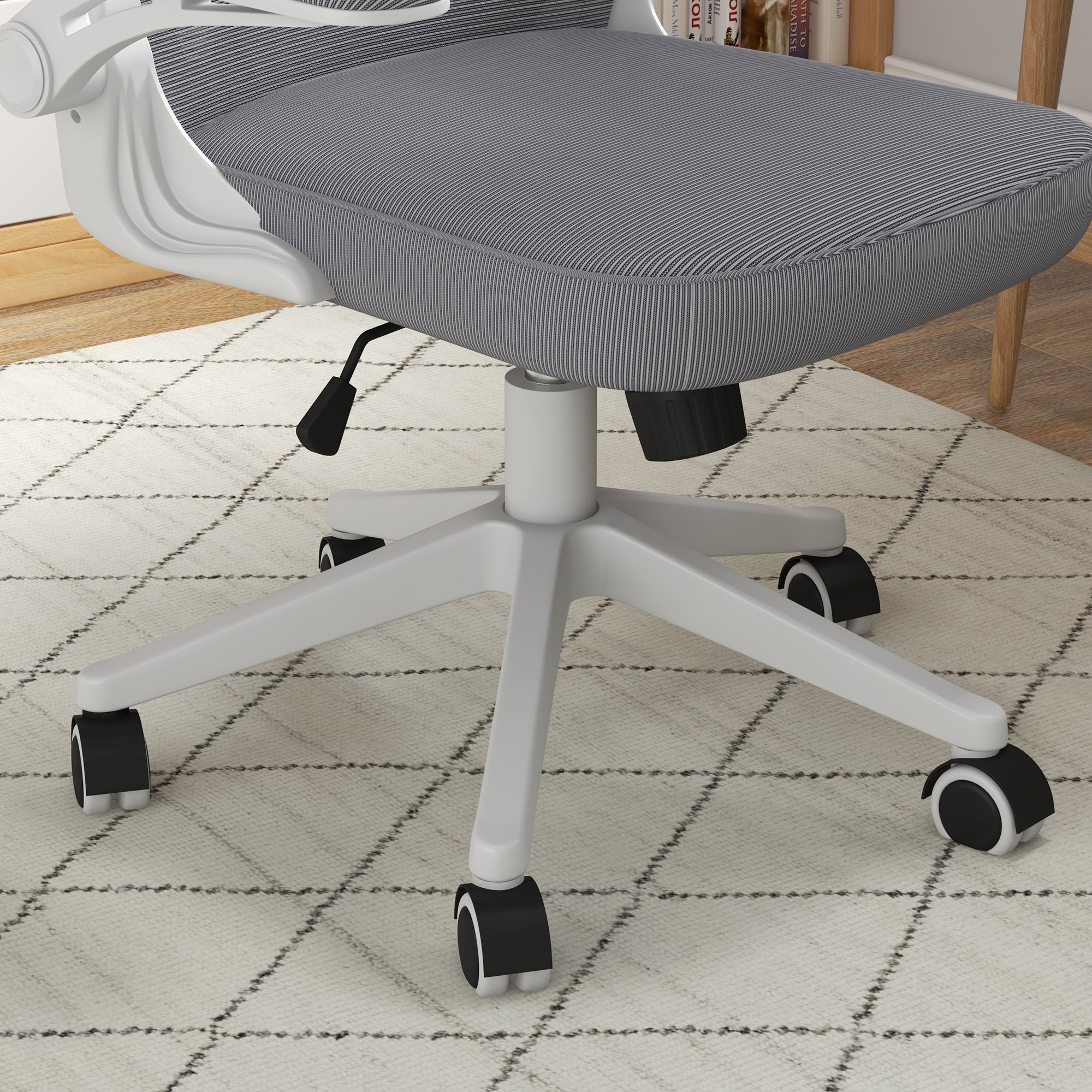 Height-Adjustable Office Chair with Lumbar Support and Flip-Up Armrests, 65x64x120-130 cm