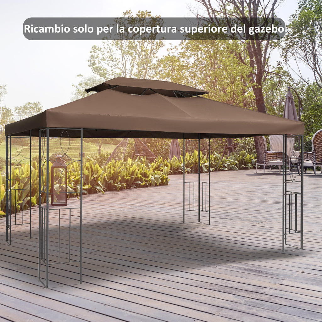 Garden Gazebo Cover Replacement Roof Anti-UV Waterproof Polyester 3x4m, Brown