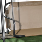 3 Seater Garden Swing with Adjustable Cover, Steel and Polyester, 172x110x153 cm, Brown and Grey