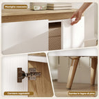 HOMCOM 55" Max 3-Section TV Stand with Adjustable Shelf, Wooden, 120x35x45.5 cm, White and Oak