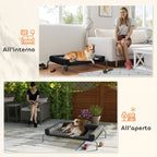 19.5cm Raised Dog Bed with U-Shaped Cushion, Polyester and Steel, 110x75x30cm, Black and Silver