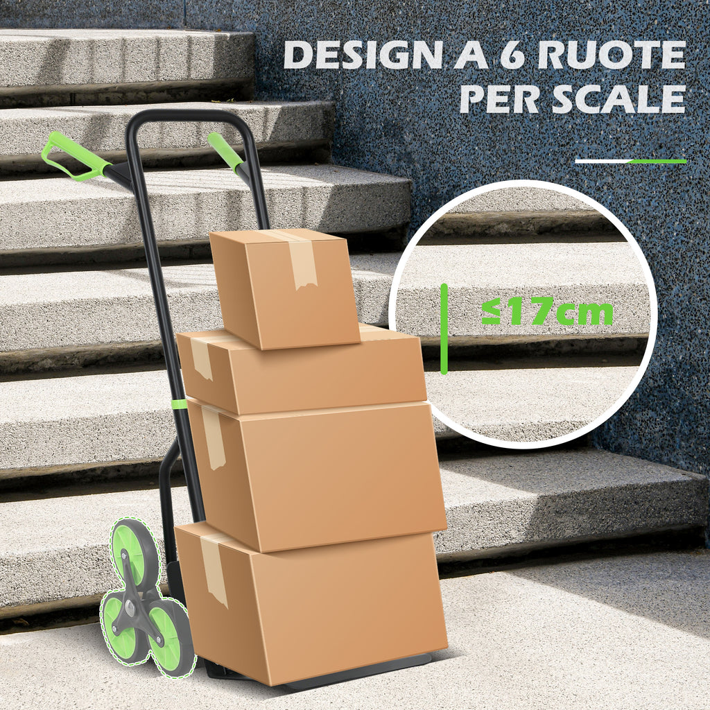 DURHAND 6-Wheel Folding Stairlift Cart, 120kg Load Capacity, Steel, for Moving, Gardening, Green