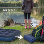 Single Inflatable Bed with Manual Pump Included, 73x191x22 cm, Blue - Borgè