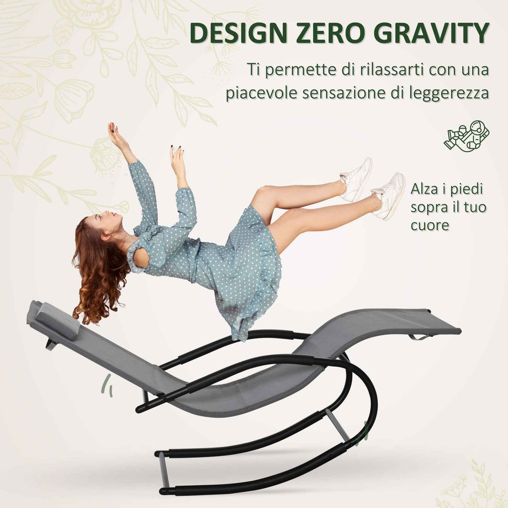 Outsunny Zero Gravity Ergonomic Rocking Lounger, Metal and Texteline, 63x160x88cm