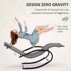 Outsunny Zero Gravity Ergonomic Rocking Lounger, Metal and Texteline, 63x160x88cm