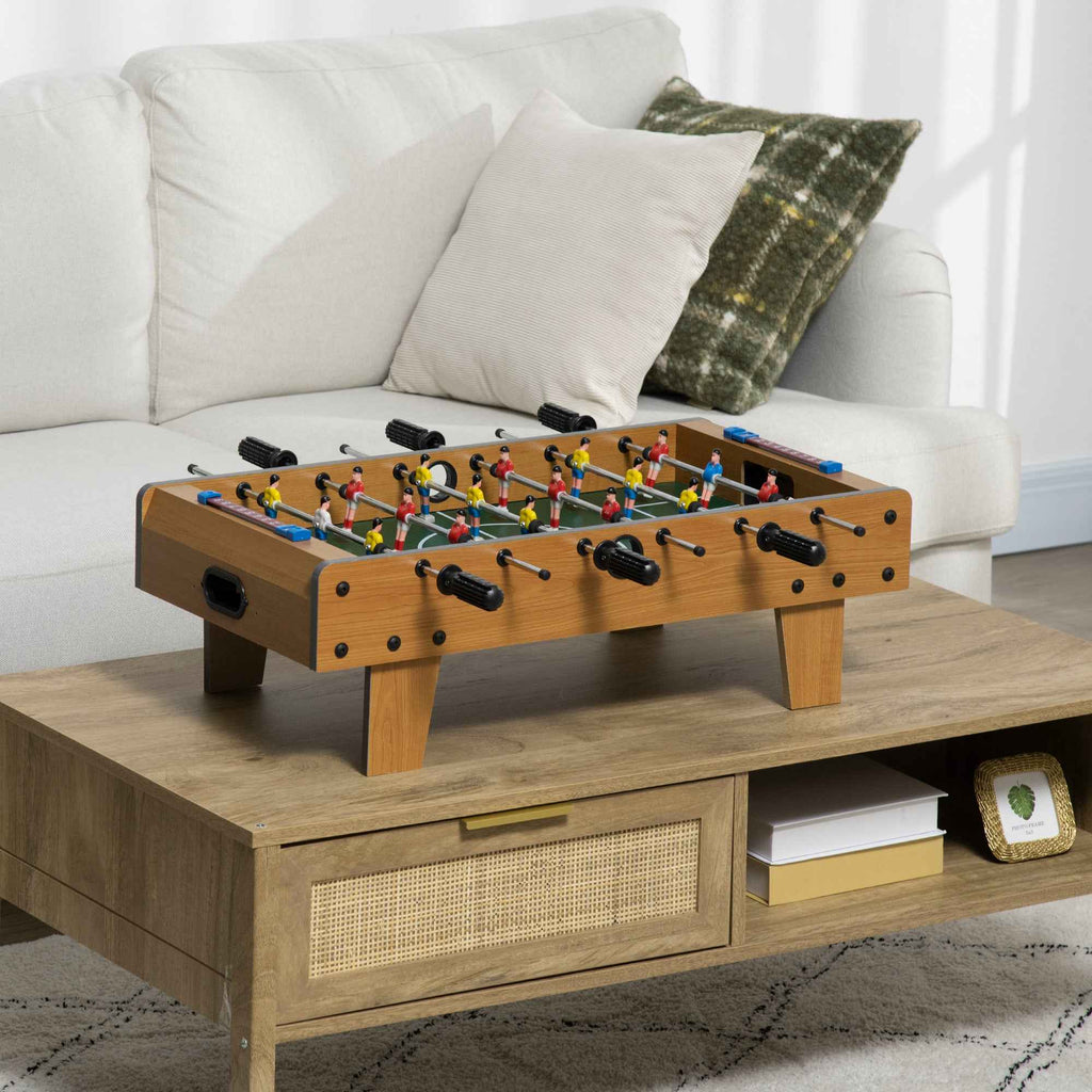 HOMCOM Folding Table Football for Adults and Children with 2 Balls and Scoreboard, Made of Wood, 69x36.5x22 cm, Wood Color
