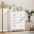 4-Drawer Chest of Drawers for Bedroom and Entrance Multipurpose Wooden, 74x35x97 cm, White