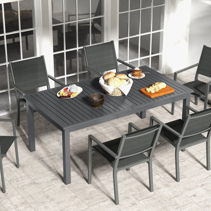 Outsunny Outdoor Table for 8-10 People Extendable 180/240cm in Steel and Aluminium, Dark Gray