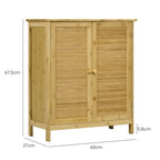 Boho Style Sideboard in Rattan and Bamboo with 2 Doors and Internal Shelf, 60x27x67.5cm, Wood Color