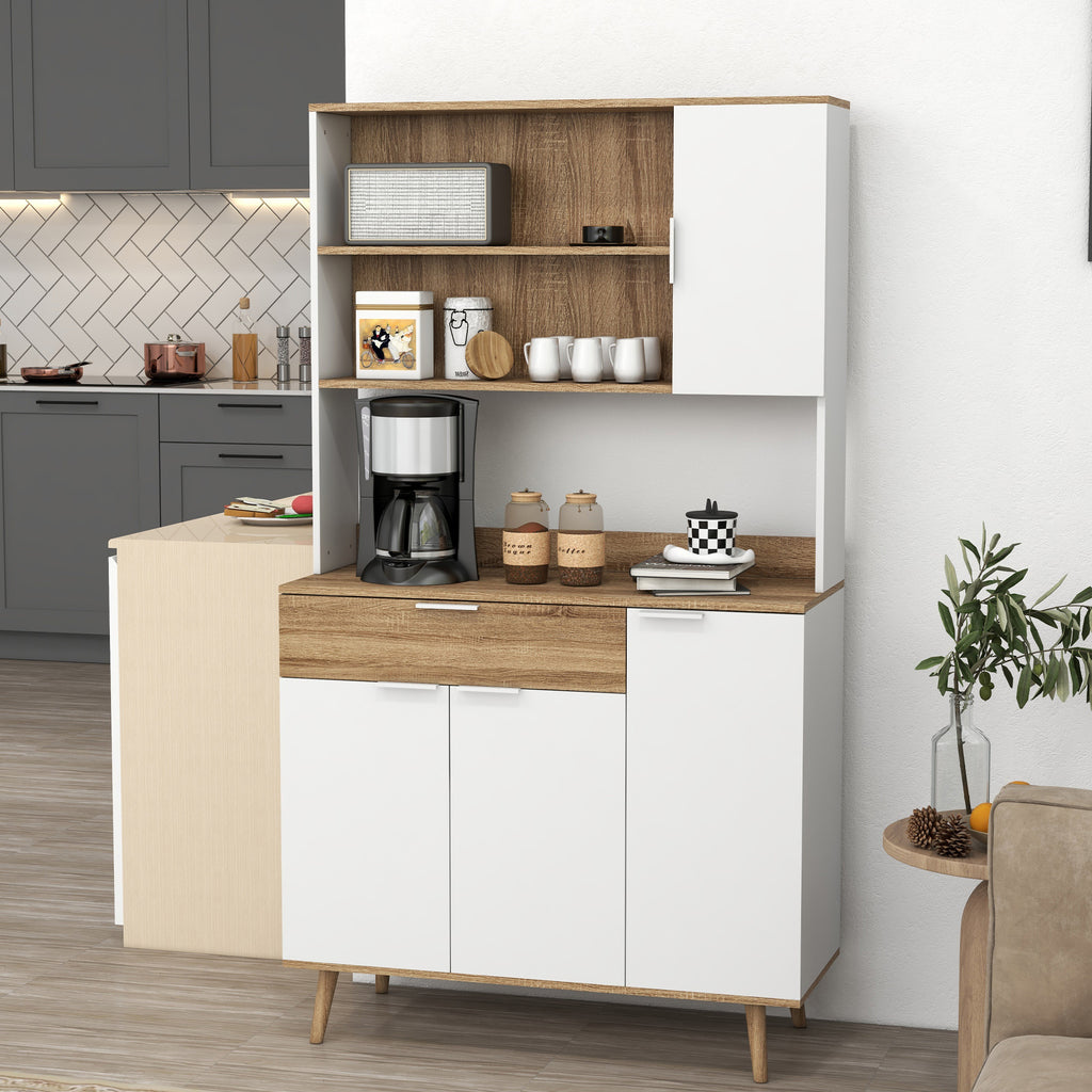 Homcom Modern Mobile Creenza Pantry with lockers and drawer, 98x39x180cm, white and wood - Borgè