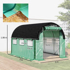 Outsunny 3x2 m Tunnel Greenhouse with Extra Shading Net, Windows and Zip Entrance, in PE and Steel, Green