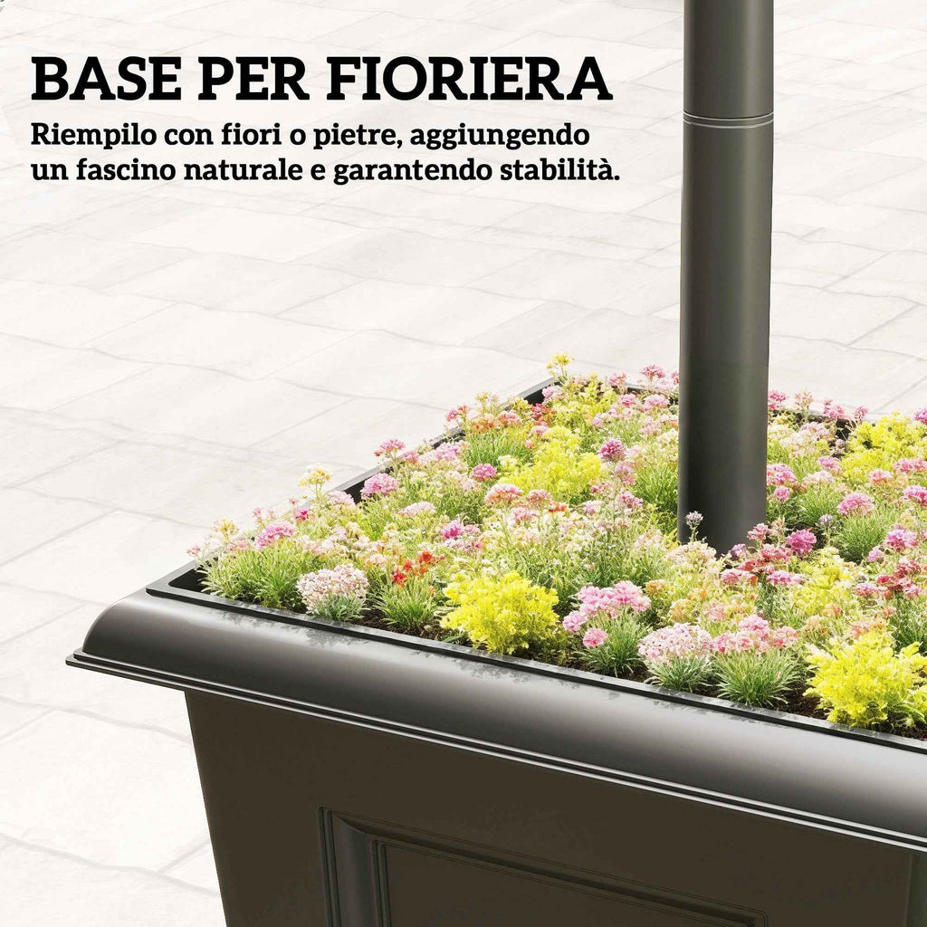 Outsunny 1.6m Solar Garden Lamp Aluminum, Automatic Switch-On, IP44 Waterproof, Black