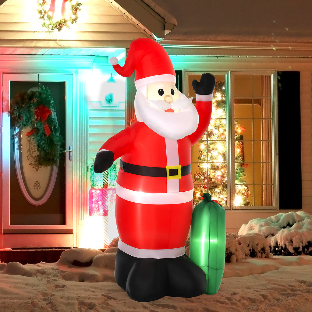 Luminous Inflatable Santa Claus 240cm with Gift Bag LED Lights Christmas Decoration