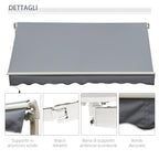 Outsunny sun tent for outdoor outbuilding with metal and aluminum crank, 395x245 cm, gray - Borgè