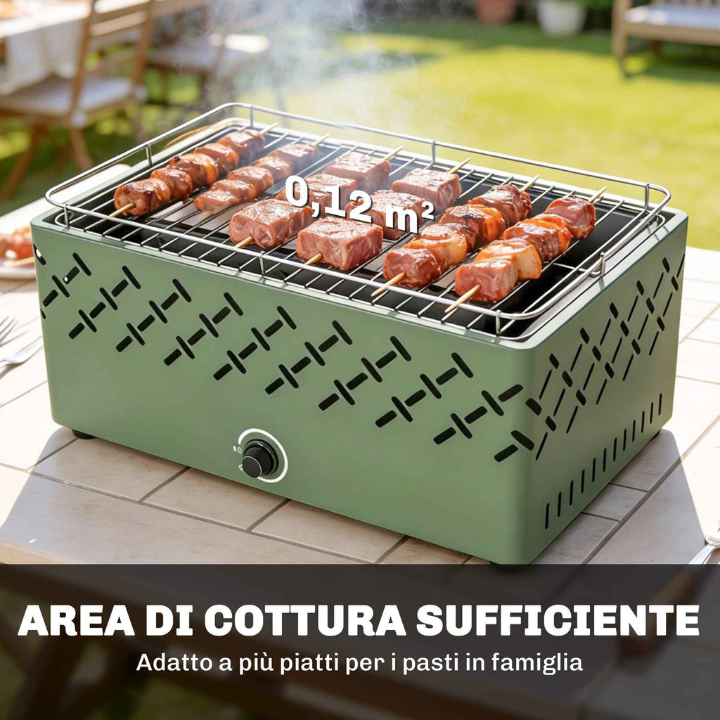Outsunny Portable Charcoal Barbecue with Built-in Fan for Outdoor Use, Light Green